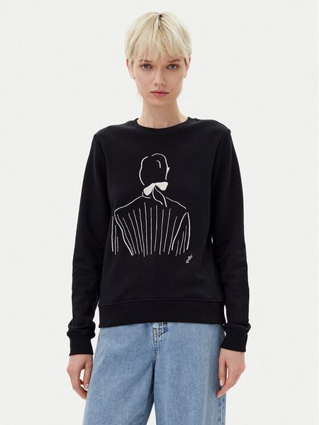 KARL LAGERFELD Bluza A2W20056 Czarny Regular Fit. Czarne bluzy KARL LAGERFELD, l, bez wzorów, z bawełny, bez ramiączek, bez kaptura. Za 649.99 zł.