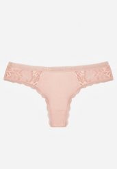 Jasnoróżowe Majtki Stringi Ozdobione Koronką z Bawełną Meniliphis. Czerwone stringi Renee, bez wzorów, z bawełny. Za 6.99 zł.