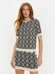 Elisabetta Franchi Sweter MK-19B-47E2-V250 Czarny Regular Fit. Czarne swetry Elisabetta Franchi, bez wzorów, z syntetyku, bez ramiączek. Za 699.99 zł.