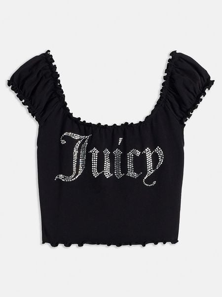 Juicy Couture Top w kolorze czarnym rozmiar: L. Czarne topy Juicy Couture, l, bez wzorów, bez kołnierzyka, bez ramiączek. Za 100.75 zł.