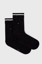 Tommy Hilfiger skarpetki 2-pack damskie kolor czarny. Czarne skarpetki Tommy Hilfiger, bez wzorów. W wyprzedaży za 49.99 zł.