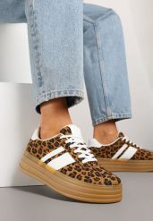 Panterkowe Sneakersy Kultowe Tenisówki z Ozdobnymi Paskami Vandell. Trampki Renee, bez wzorów, z jeansu, eleganckie, bez zapięcia. W wyprzedaży za 75.99 zł.
