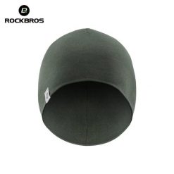Czapka rowerowa, do biegania, sportowa, pod kask, elastyczna ROCKBROS wełna. Zielone czapki zimowe ROCKBROS, bez wzorów, z elastanu, sportowe. Za 42.99 zł.