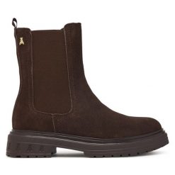 Botki Patrizia Pepe. Brązowe botki Patrizia Pepe, bez wzorów, bez obcasa, na płaskiej podeszwie, bez zapięcia. Za 719.99 zł.
