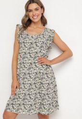 Szara Rozkloszowana Sukienka Bawełniana bez Rękawów w Wzór Paisley Tullio. Szare sukienki Born2be, na co dzień, l, bez wzorów, z bawełny, eleganckie, bez kołnierzyka, bez ramiączek, midi, rozkloszowane. Za 69.99 zł.