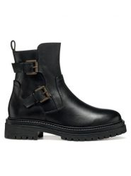 Geox Botki D Iridea D36HRC 00043 C9999 Czarny. Czarne botki Geox, bez wzorów, ze skóry, bez obcasa, na płaskiej podeszwie, bez zapięcia. Za 479.99 zł.