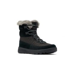 COLUMBIA Buty zimowe damskie Slopeside Peak Luxe black graphite-37.5. Czarne buty do biegania Columbia, na zimę, bez wzorów, bez zapięcia, do biegania. Za 518.45 zł.