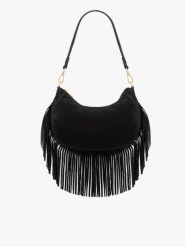 Czarna torebka boho z frędzlami. Czarne torebki klasyczne Brawo sp. z o.o., bez wzorów, z jeansu, boho, bez dodatków. W wyprzedaży za 161.99 zł.