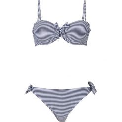 Bikini na fiszbinach bonprix ciemnoniebiesko-biały w paski. Bikini marki bonprix. Za 69.99 zł.