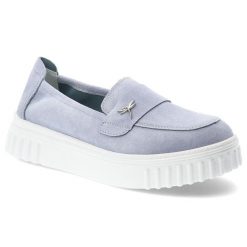 Półbuty damskie Vinceza, cholewka ze skóry naturalnej zamszowej wsuwany fason z ozdobnym elementem, niebieskie, 93218. Niebieskie półbuty wsuwane VINCEZA, bez wzorów, ze skóry, bez obcasa. Za 169.00 zł.