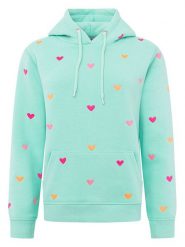 Zwillingsherz Bluza "Hearts" w kolorze turkusowym rozmiar: L/XL. Niebieskie bluzy Zwillingsherz, l, bez wzorów, z bawełny, bez ramiączek, z kapturem. Za 278.45 zł.