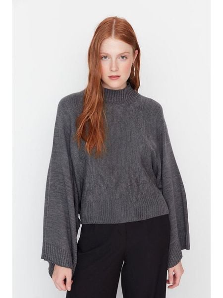 Trendyol Sweter w kolorze antracytowym rozmiar: M. Czarne swetry Trendyol, m, bez wzorów, bez ramiączek. Za 81.95 zł.
