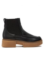 Clarks Sztyblety Linoso Top 26178695 Czarny. Czarne botki Clarks, bez wzorów, ze skóry, bez obcasa, na płaskiej podeszwie, bez zapięcia. Za 529.99 zł.