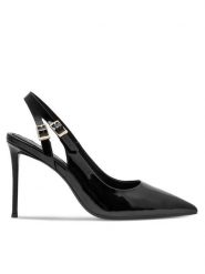 Eva Minge Sandały ABELE-959P-519 Czarny. Czarne sandały Eva Minge, bez wzorów, z lakierowanej skóry, bez obcasa, na szpilce, bez zapięcia. Za 399.99 zł.