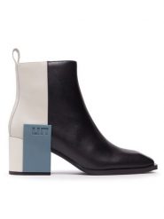 United Nude Botki Jimmy Mid II 1078578816 Czarny. Czarne botki United Nude, bez wzorów, ze skóry, bez obcasa, na słupku, bez zapięcia. Za 869.99 zł.