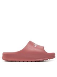 Lacoste Klapki Serve Slide 2.0 747CFA0020 Różowy. Czerwone klapki Lacoste, bez wzorów, z syntetyku, bez obcasa, bez zapięcia. Za 169.99 zł.