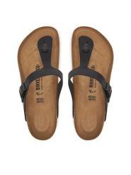 Birkenstock Japonki Gizeh 1029231 Czarny. Czarne japonki Birkenstock, bez wzorów, ze skóry. Za 458.99 zł.