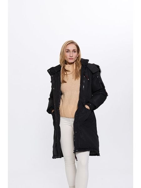 CANADA weather gear Płaszcz zimowy w kolorze czarnym rozmiar: S. Czarne płaszcze CANADA weather gear, na zimę, s, bez wzorów, z puchu, bez kaptura. Za 255.34 zł.