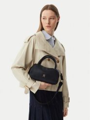 Tommy Hilfiger Torebka Th Logotape Mini Satchel AW0AW18743 Czarny. Czarne torebki klasyczne Tommy Hilfiger, bez wzorów, ze skóry, bez dodatków. Za 489.99 zł.