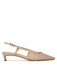 Tommy Hilfiger Czółenka Mono Squared Toe Kitten Slingb FW0FW08746 Beżowy. Brązowe czółenka Tommy Hilfiger, bez wzorów, z materiału, bez obcasa, bez zapięcia. Za 489.99 zł.