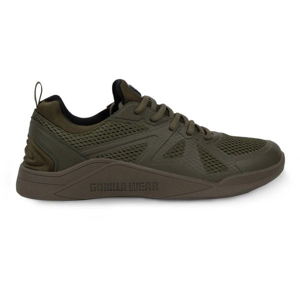 Buty fitness damskie Gorilla Wear Gym Hybrids. Zielone buty treningowe GORILLA WEAR, bez wzorów, bez zapięcia, na fitness i siłownię. Za 423.00 zł.