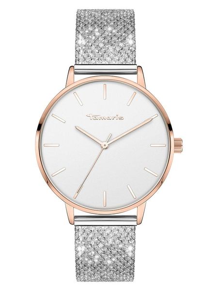 Tamaris Zegarek kwarcowy w kolorze srebrno-różowozłoto-białym rozmiar: onesize. Szare, analogowe zegarki Tamaris, metalowe. Za 152.99 zł.