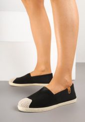 Czarne Espadryle ze Zdobieniami z Plecionki i Elastyczną Wstawka Nelithae. Czarne espadryle Born2be, z aplikacjami, eleganckie, bez obcasa. Za 69.99 zł.