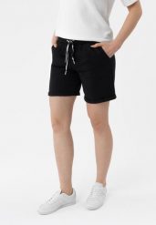 Szorty dresowe M-HOLY. Czarne szorty Volcano, bez wzorów, z bawełny, klasyczne. Za 89.99 zł.