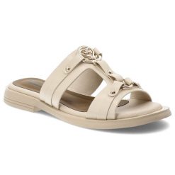 Klapki damskie Artiker, cholewka ze skóry naturalnej wsuwany fason z szerokimi paskami na płaskiej podeszwie, beżowe, 58C1629. Brązowe klapki Artiker, bez wzorów, ze skóry, bez obcasa, na płaskiej podeszwie, bez zapięcia. Za 199.00 zł.