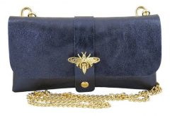 Listonoszka metalizowana BARBERINI'S granatowa 958/1-4. Niebieskie shopper bag Barberinis, bez wzorów, ze skóry, eleganckie, bez dodatków. Za 119.99 zł.