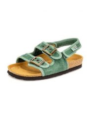 Natural world Sandały w kolorze zielonym rozmiar: 32. Zielone sandały Natural World, bez wzorów, klasyczne, z otwartym noskiem, bez obcasa, bez zapięcia. Za 121.99 zł.