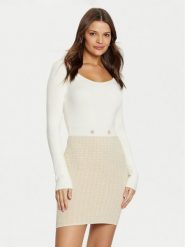 Guess Sukienka dzianinowa W5RK12 Z3KX0 Écru Bodycon Fit. Sukienki Guess, s, z aplikacjami, z dzianiny, bez kołnierzyka, bez ramiączek, bodycon. Za 332.00 zł.