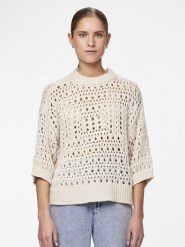 Pieces Sweter "Masha" w kolorze beżowym rozmiar: L. Brązowe swetry Pieces, l, bez wzorów, z bawełny, bez ramiączek. Za 61.60 zł.
