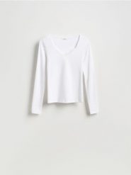 Bluzka z koronką - biały. Białe bluzki Reserved, l, bez wzorów, z bawełny, bez kołnierzyka, bez ramiączek. Za 79.99 zł.