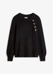 Sweter. Czarne swetry bonprix, bez wzorów, bez ramiączek. Za 109.99 zł.