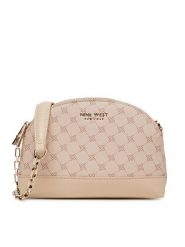 Nine West Torebka JH6392-NW Beżowy. Brązowe kopertówki Nine West, bez wzorów, z materiału, wizytowe, bez dodatków. Za 169.99 zł.