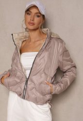 Ciemnobeżowa Dwustronna Kurtka z Pikowanymi Przeszyciami i Odpinanym Kapturem Zelirelle. Brązowe kurtki Renee, l, bez wzorów, z jeansu, eleganckie. Za 189.99 zł.