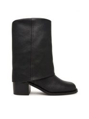 Aldo Botki Nolya 14183579 Czarny. Czarne botki Aldo, bez wzorów, ze skóry, bez obcasa, na słupku, bez zapięcia. Za 729.99 zł.