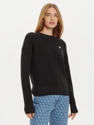 Guess Sweter W4BR08 Z3HM1 Czarny Regular Fit. Czarne swetry Guess, xs, z aplikacjami, z bawełny, bez ramiączek. Za 249.99 zł.