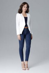 Ecru Elegancka Taliowana Marynarka bez Zapięcia. Brązowe marynarki i żakiety Katrus, s, bez wzorów, z materiału, eleganckie, bez ramiączek. Za 269.00 zł.