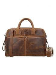 HIDE & STITCHES Skórzana torba podróżna w kolorze jasnobrązowym - 39 x 27 x 18 cm rozmiar: onesize. Brązowe torby podróżne HIDE & STITCHES, bez wzorów, z materiału, przez ramię. Za 630.99 zł.