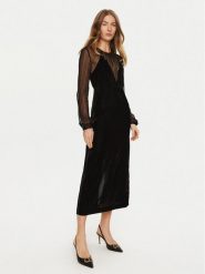 TWINSET Sukienka koktajlowa 242TT2180 Czarny Slim Fit. Czarne sukienki Twinset, bez wzorów, z weluru, wizytowe, bez kołnierzyka, bez ramiączek. Za 1,159.00 zł.