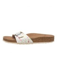 Birkenstock Klapki "Madrid" ze wzorem rozmiar: 38. Białe klapki Birkenstock, bez wzorów, klasyczne, z otwartym noskiem, bez obcasa, bez zapięcia. Za 117.73 zł.