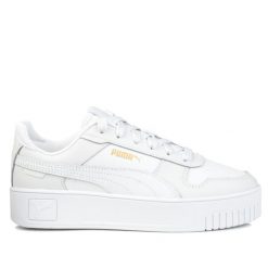 Buty damskie sportowe platformy Puma CARINA STREET. Białe buty treningowe Puma, bez wzorów, z jeansu, bez zapięcia, trekkingowe. Za 199.00 zł.