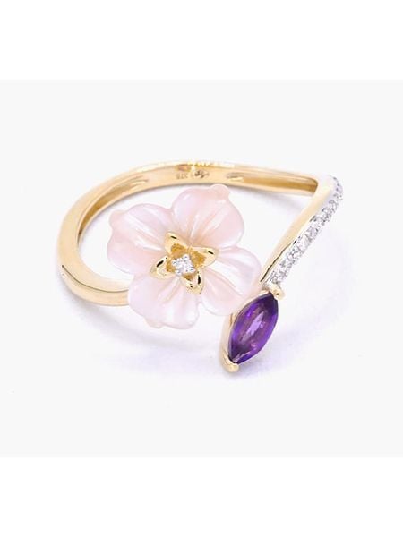 DIAMANTA Złoty pierścionek "Prisca" z diamentami, ametystem i kwarcem różowym rozmiar: 58. Czerwone pierścionki DIAMANTA, z ametystem, złote. Za 1,174.99 zł.