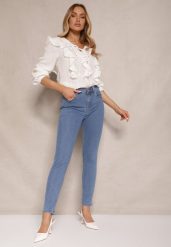 Niebieskie Jeansy High Waist Regular z Bawełną Elisira. Niebieskie jeansy Renee, l, bez wzorów, z bawełny, z podwyższonym stanem. W wyprzedaży za 55.99 zł.
