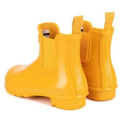 Kalosze Hunter. Żółte kalosze Hunter, bez wzorów, bez zapięcia. Za 399.99 zł.