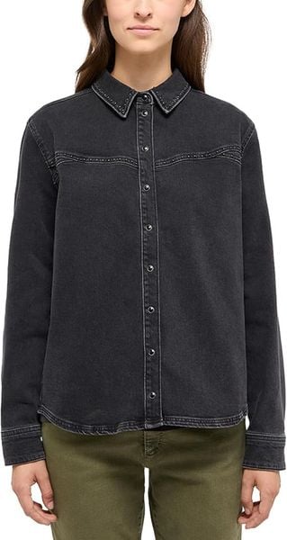 Damska Koszula Jeansowa Mustang Style Shelly Beads Shirt Denim Black 1016011 4000 801. Czarne koszule Mustang, xl, bez wzorów, z denimu, bez kołnierzyka, bez ramiączek. Za 149.99 zł.