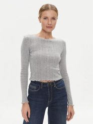 Noisy May Bluzka Judy 27030919 Szary Slim Fit. Szare bluzki Noisy May, xs, bez wzorów, z bawełny, bez kołnierzyka, bez ramiączek. Za 69.99 zł.