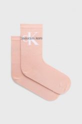 Calvin Klein Jeans skarpetki damskie kolor różowy. Czerwone skarpetki Calvin Klein Jeans, bez wzorów, z jeansu. Za 39.99 zł.